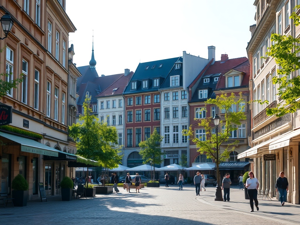 Mapa infrastruktury miejskiej Sopotu, ukazująca rozmieszczenie sklepów, restauracji i usług